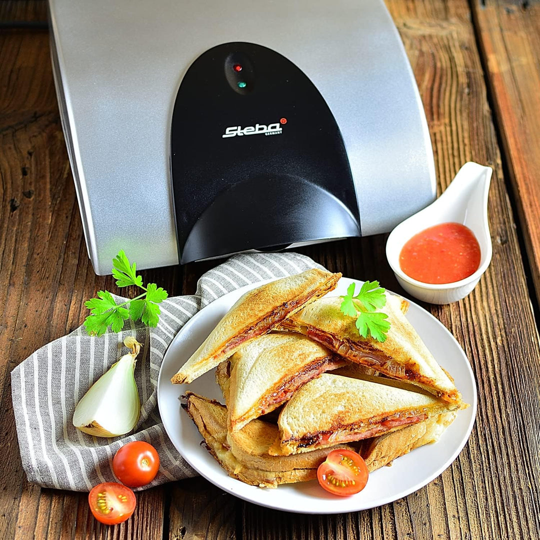 Steba SG40 Sandwich-Maker / 4 x 2 XXL-Big American Toast / 1200 W Silber