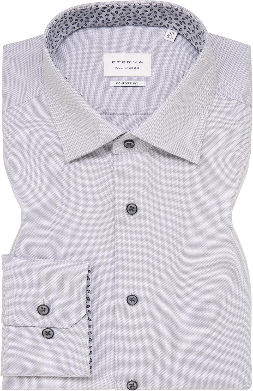 ETERNA Herren Hemd Comfort Fit Langarm Kent 42 Kragen / 67 Ärmel Grau, 42 Kragen / 67 &#xC4;rmel Gra