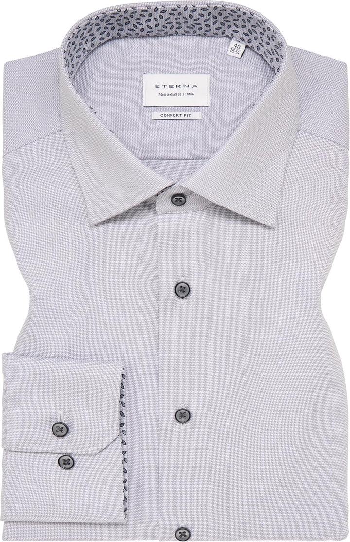 ETERNA Herren Hemd Comfort Fit Langarm Kent 42 Kragen / 67 Ärmel Grau, 42 Kragen / 67 &#xC4;rmel Gra