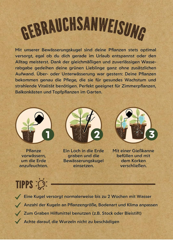Bewässerungskugeln - XL (400 ml) - automatische Pflanzen Bewässerung - Wasserspender Pflanzen - Tonk