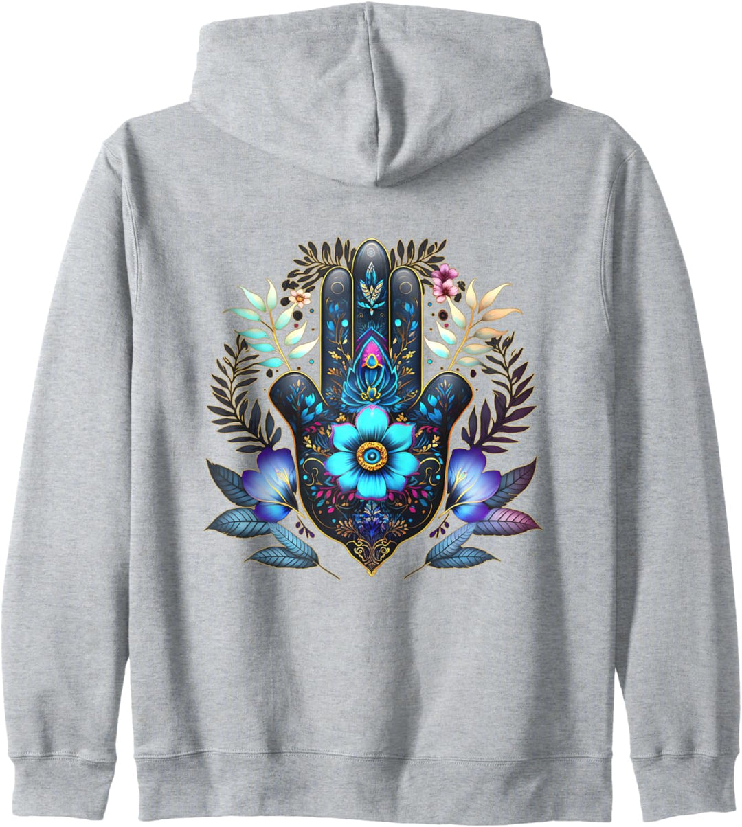 Hamsa, Hand, blau, Nazar Boncuk, Augenanhänger, Schutz, Glück Kapuzenjacke