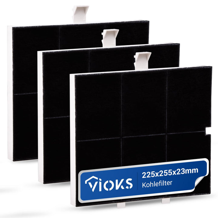 VIOKS Aktivkohle Dunstabzug Filter SET 3x Aktivkohlefilter Abluft 255x265mm Ersatz für Balay 0036104