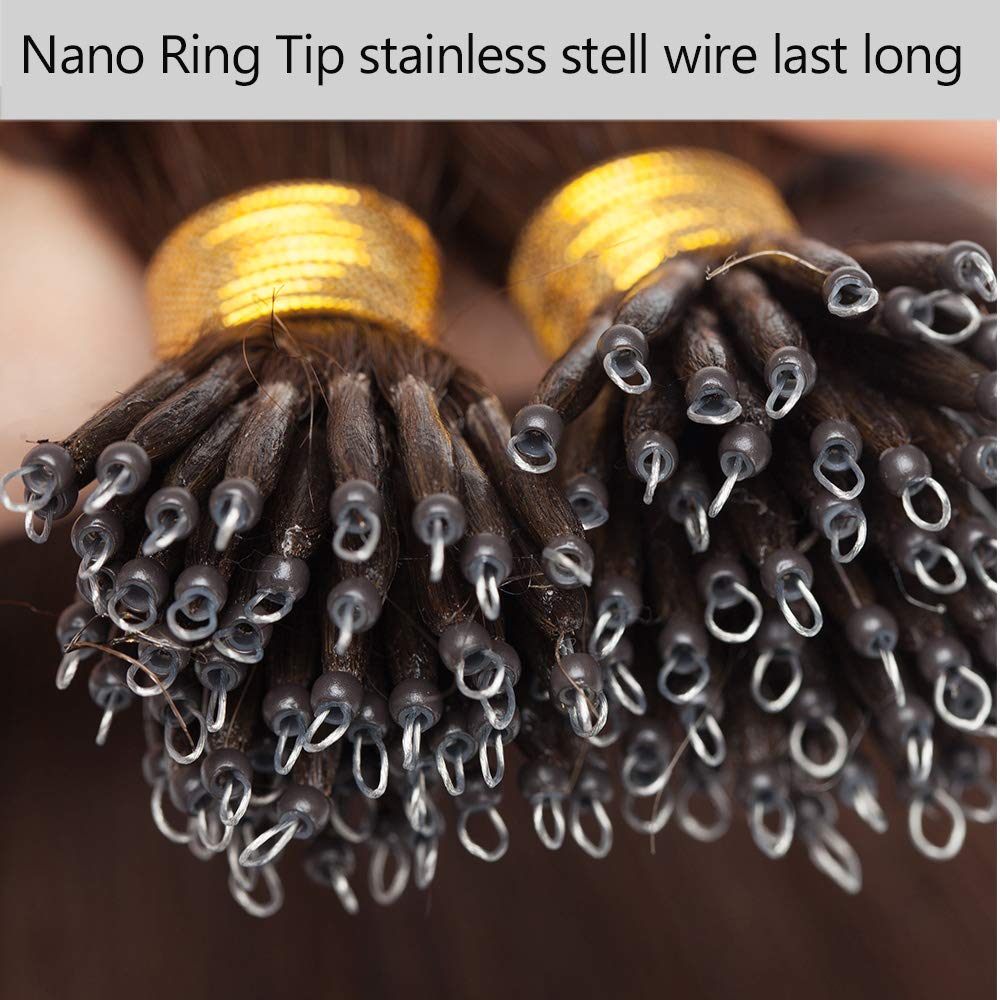 SEGO Nanoring Extension Echthaar 1g Loop Haarverlängerung Haarteile 50 Strähnen Glatt 100% Remy Huma
