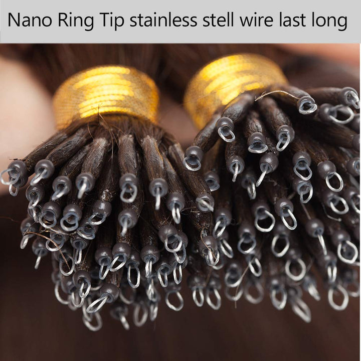 SEGO Nanoring Extension Echthaar 1g Loop Haarverlängerung Haarteile 50 Strähnen Glatt 100% Remy Huma