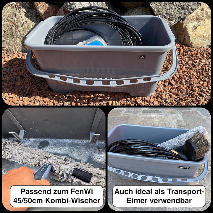 FenWi grosser Profi Wischeimer für die Fensterreinigung - 24 Liter Rechteck-Eimer 50x24cm / Putzeime