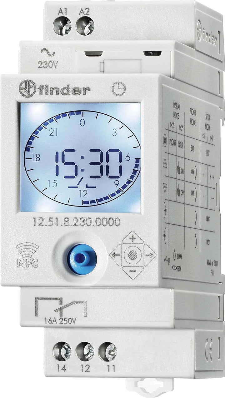 Finder 125182300000PAS Tägliche / wöchentliche Schaltuhr Digital 1 Reverser 16 A 230 AC