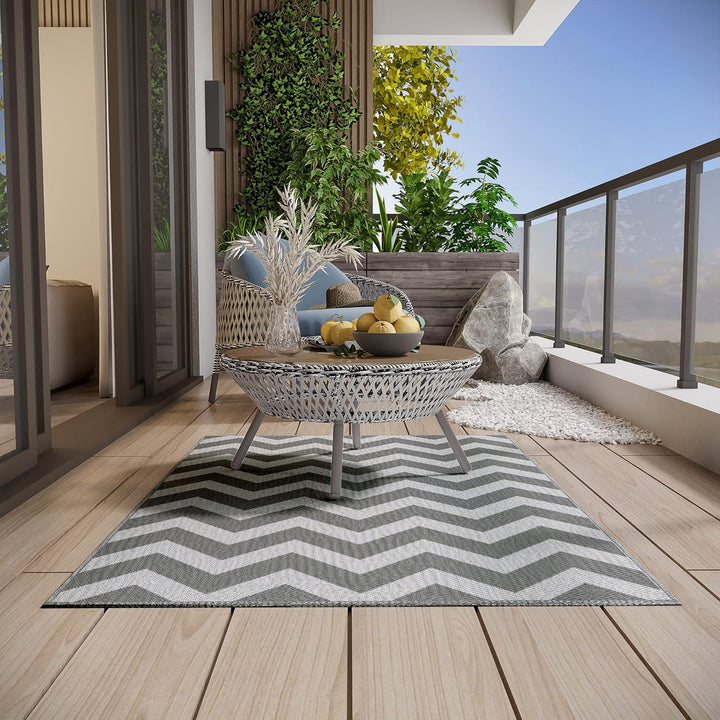Outsunny Outdoor-Teppich, wasserdichter Kunststoffteppich, Balkonteppich mit doppelseitigem Design,