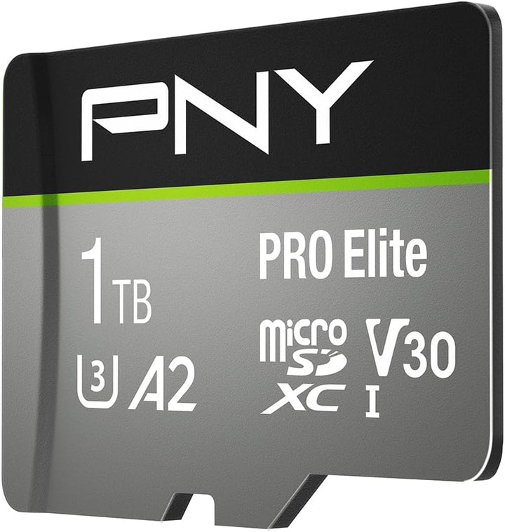 PNY PRO Elite 1TB microSDXC-Speicherkarte + SD-Adapter mit A2 App Performance + 100MB/s Lesegeschwin