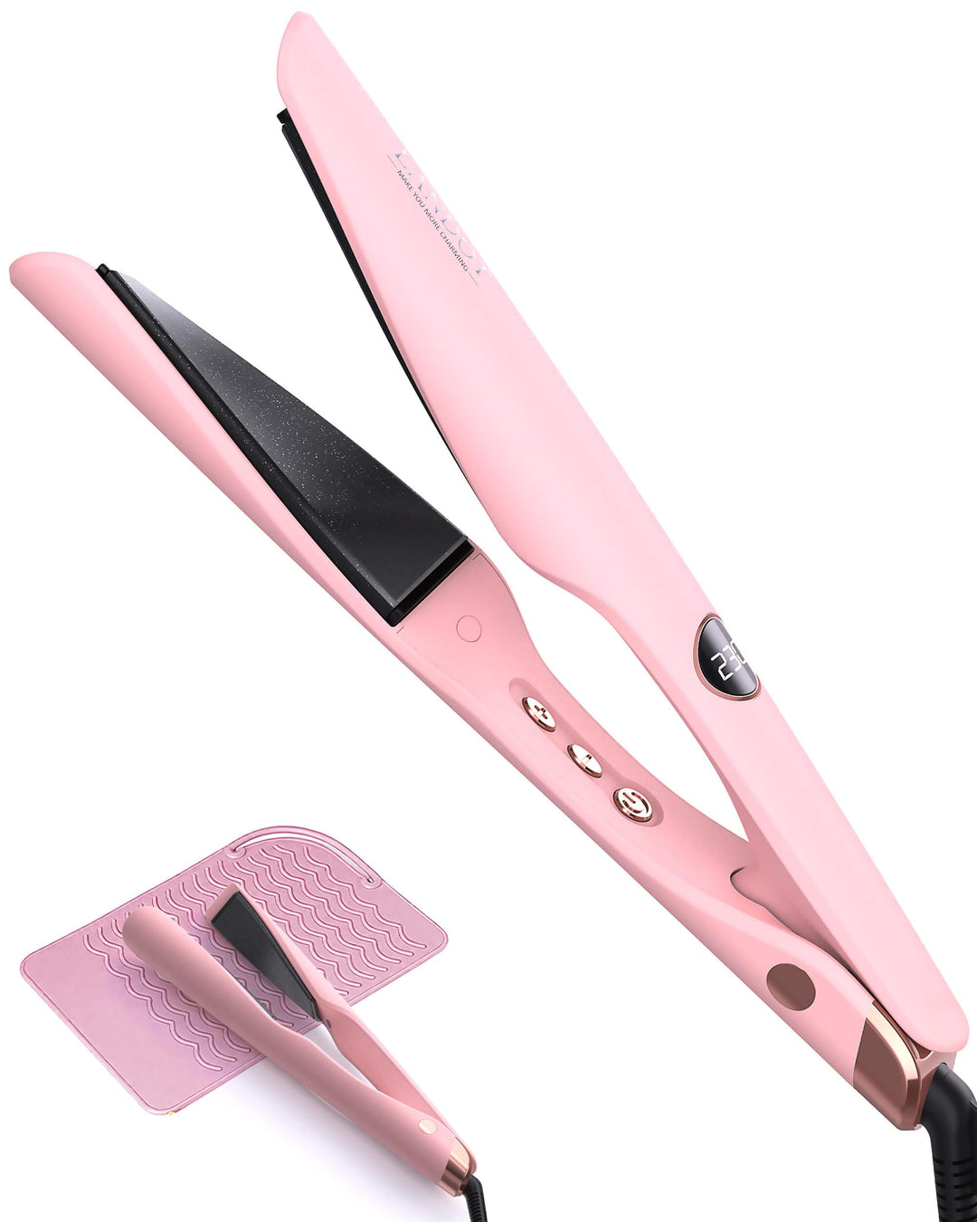LANDOT 2-in-1 Glätteisen Lockenstab Kombi: Perfekt zum Glätten, Locken & Wellen | Turmalin-Keramik,