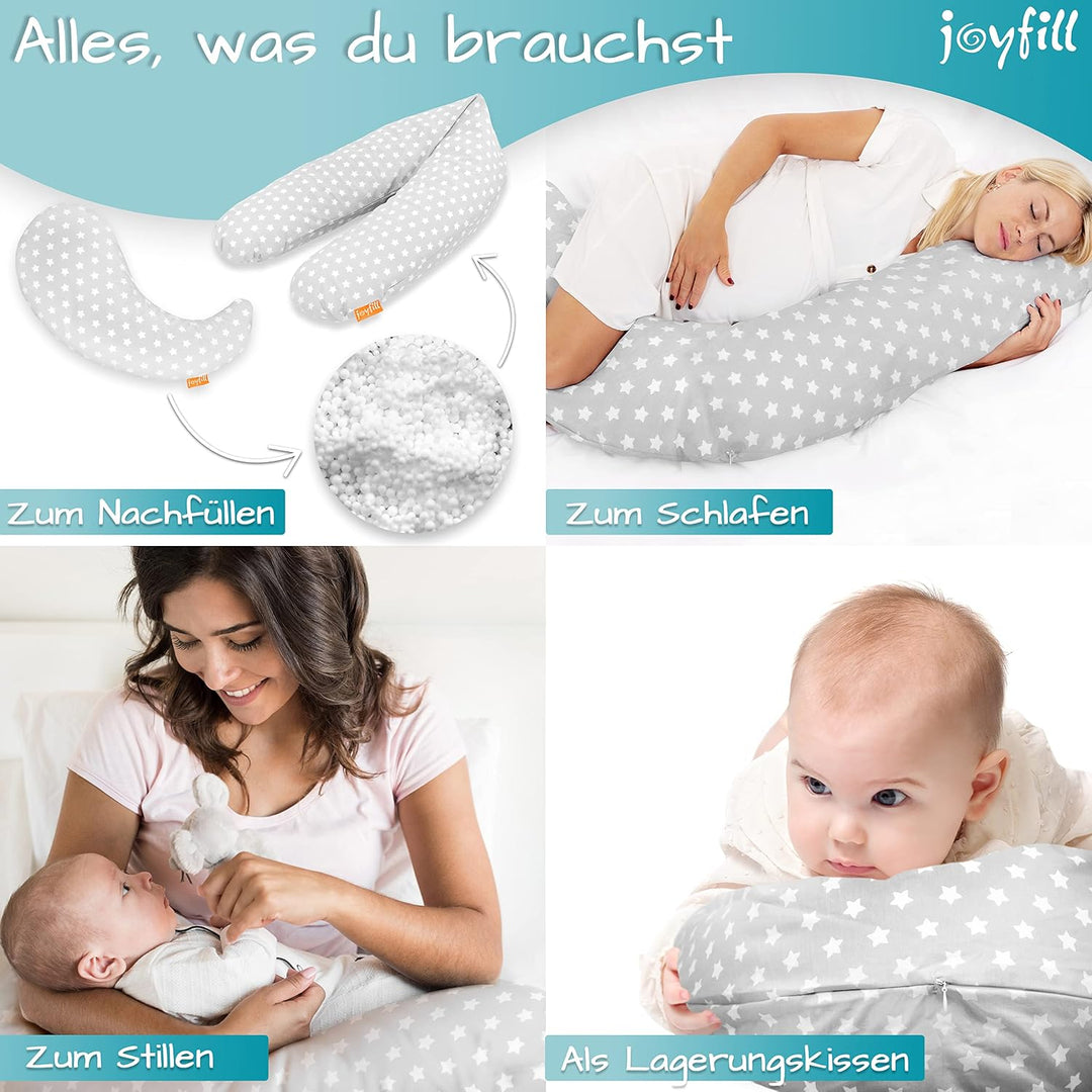 joyfill® Stillkissen Mikroperlen 190cm inkl. Nachfüllkissen I Schwangerschaftskissen - Made in Germa