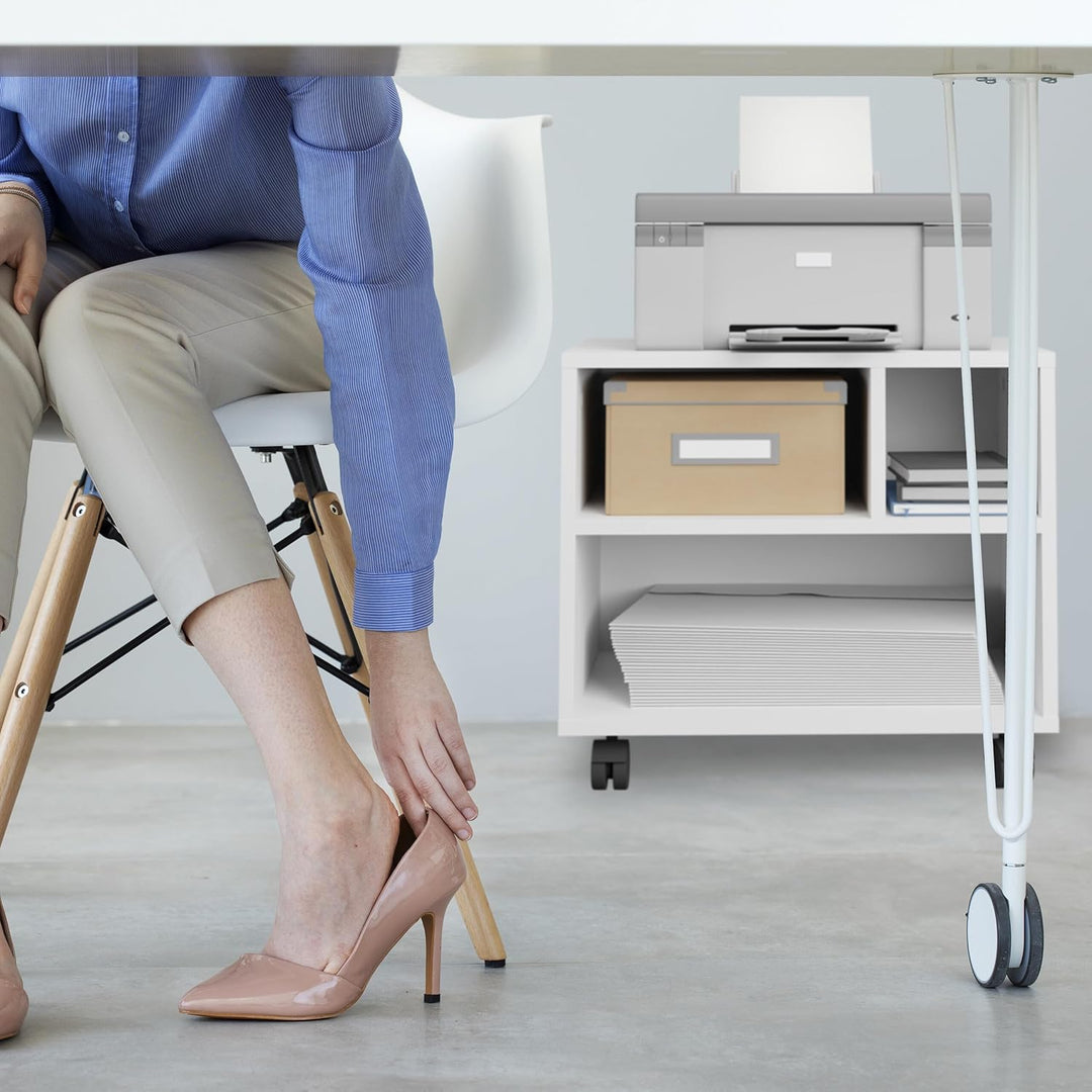 Relaxdays Rollcontainer mit 3 Fächern, Büro Beistellcontainer, mit Rollen, Büroschrank, HxBxT: 35,5