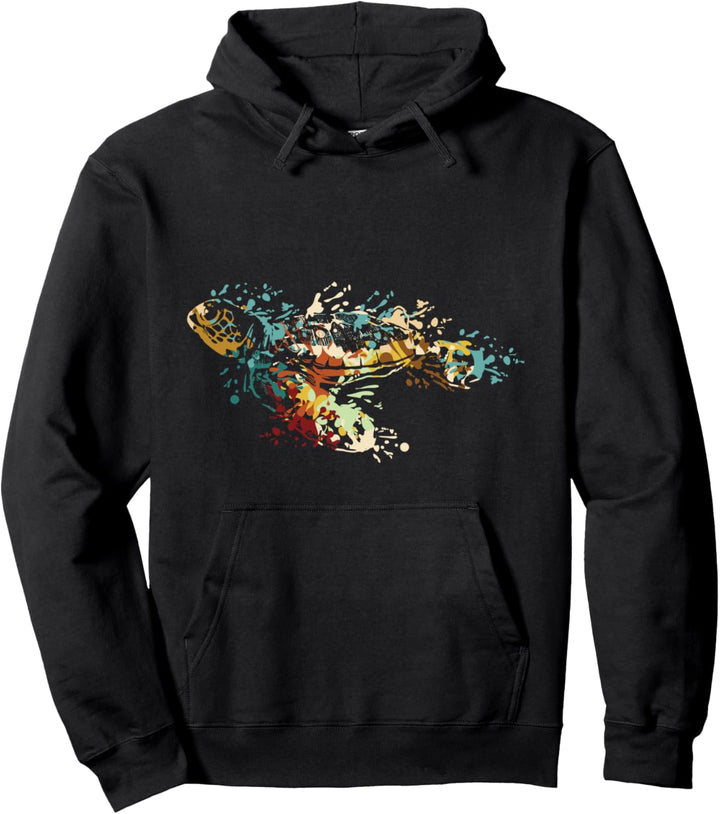 Schildkröte und Meerestier und Meer mit Aquarell Pullover Hoodie