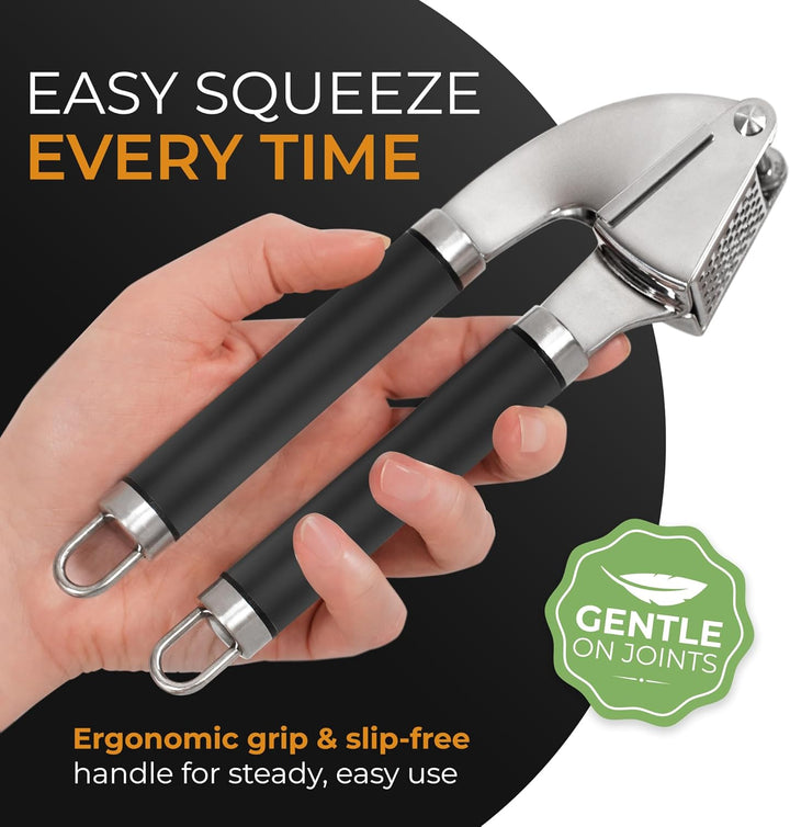 ORBLUE Knoblauchpresse Edelstahl Schwarz – Premium Knoblauchpresse & Knoblauchreibe – Garlic Press m