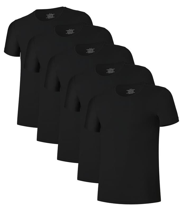 COLORFULLEAF 3/5er Pack Bambus Rundhals T-Shirt Herren Stretch Unterziehshirt Männer Einfarbig Busin
