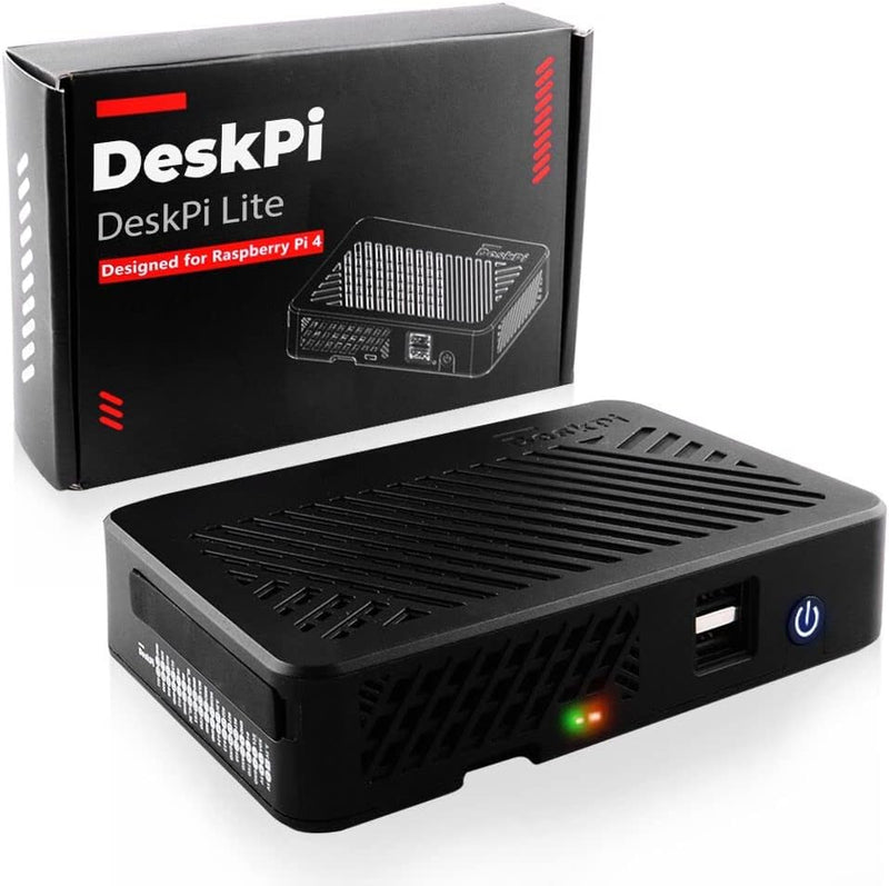 GeeekPi DeskPi Lite Raspberry Pi 4 Gehäuse - Mit Netzschalter/Kühlkörper mit PWM-Lüfter/Dual Full-Si