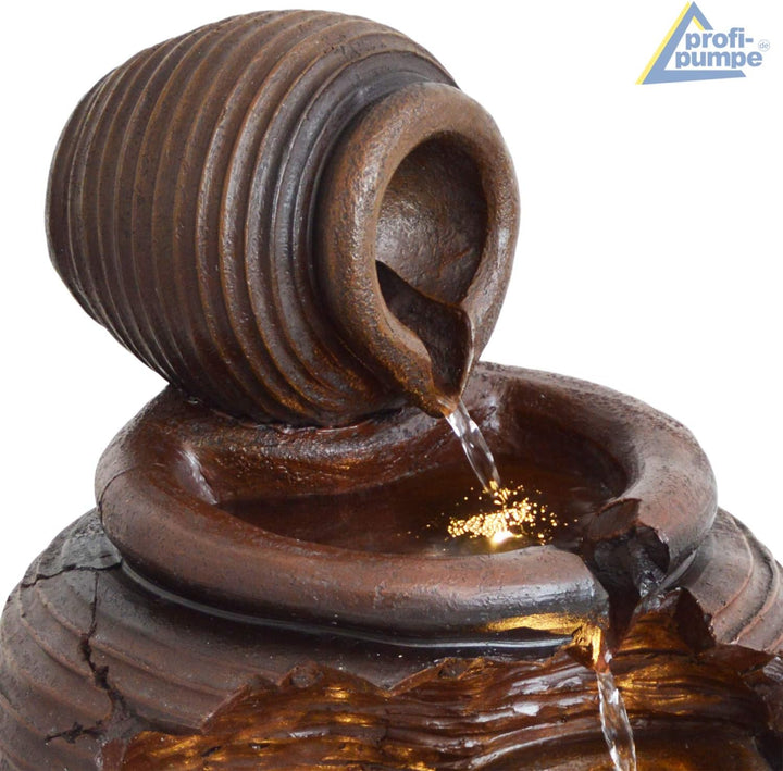 Gartenbrunnen Brunnen Zierbrunnen Zimmerbrunnen Brunnen mit LED-Licht 230V Wasserfall Wasserspiel fü