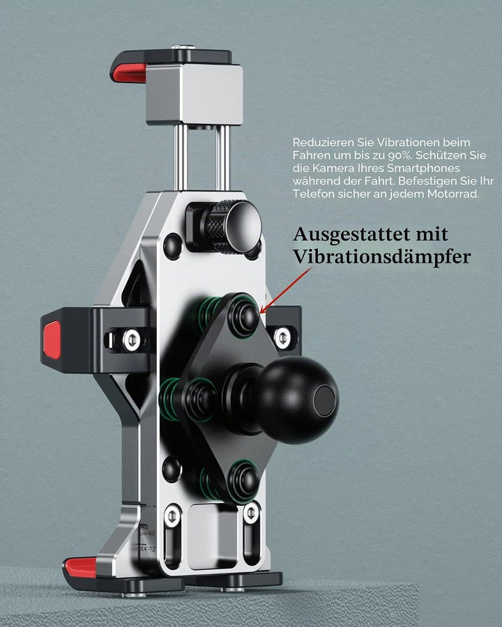 BRCOVAN Aluminiumlegierung Motorrad Gabelschaft Handyhalterung mit Vibrationsdämpfer und Sicherheits