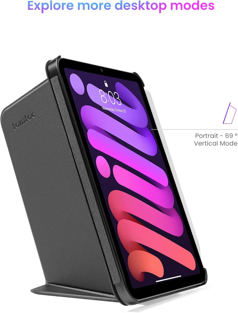 tomtoc Smart Folio Vertikale Hülle für 8,3 Zoll iPad Mini 6 Generation 2021, 3-lagige, abnehmbare, s