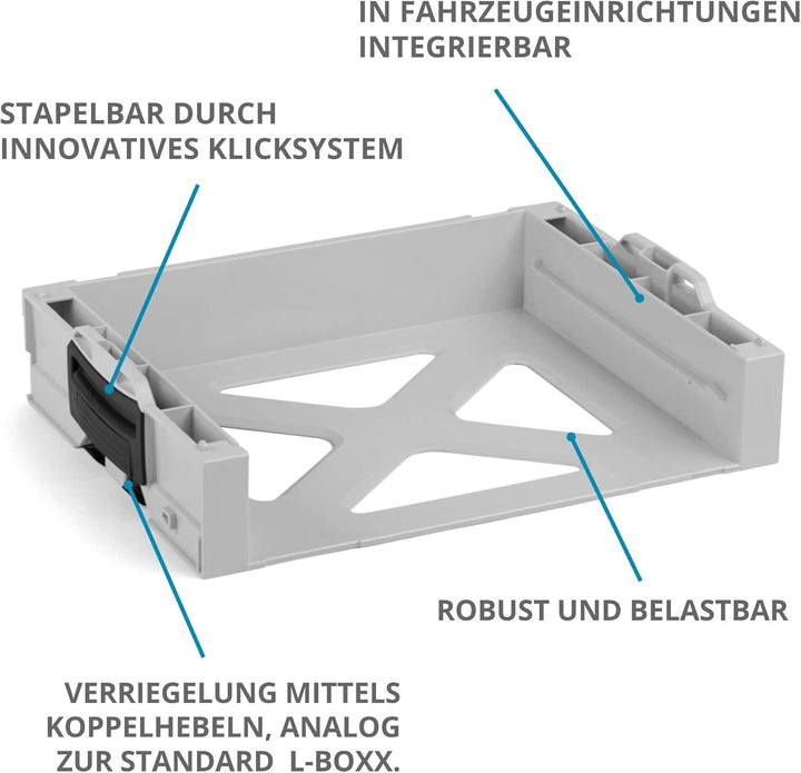 Bosch Sortimo i-BOXX Rack aktiv in grau | Werkzeugkoffer stapelbar Bosch | Werkzeugaufbewahrung Syst