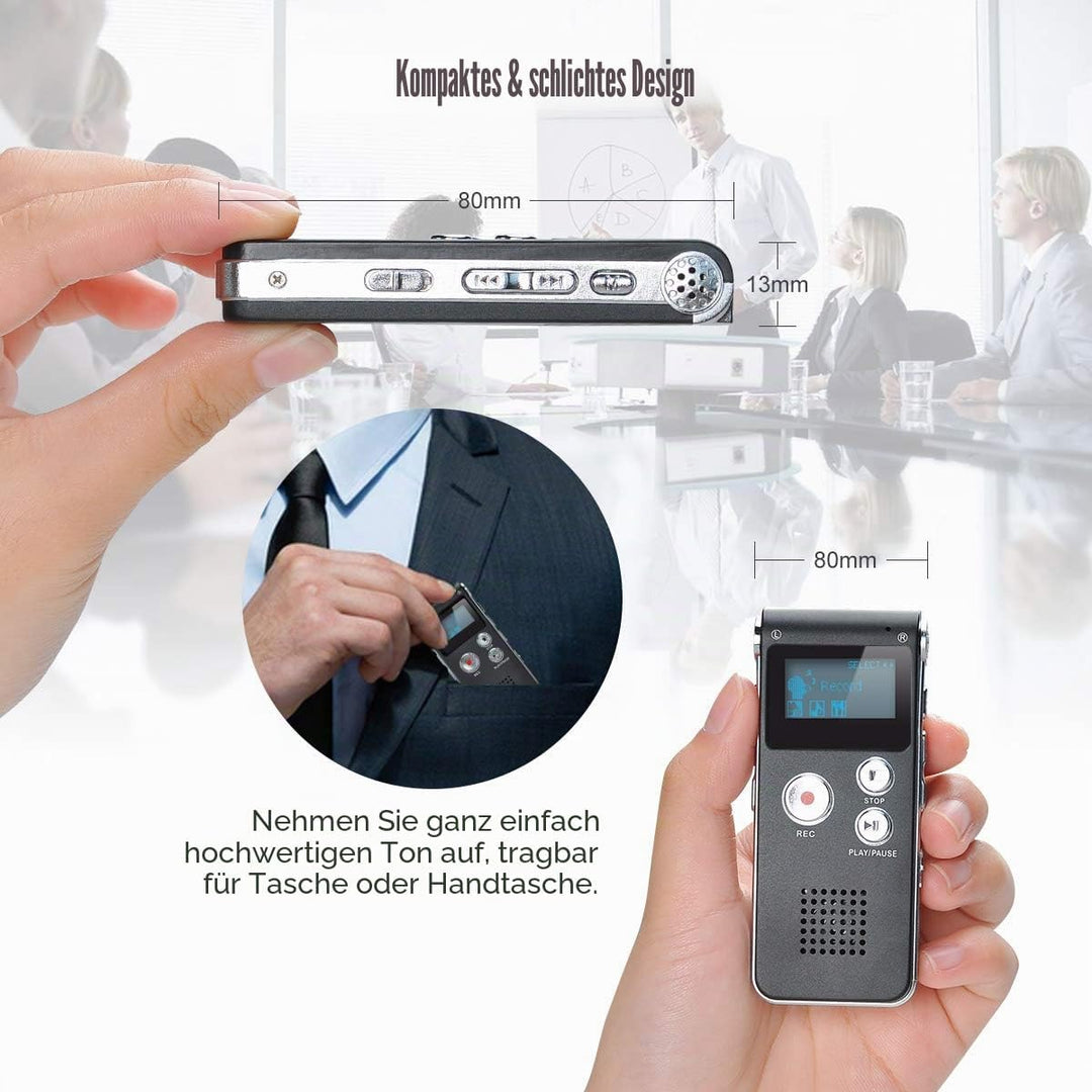 Lychee 8GB LCD Bildschirm Digitales Diktiergerät Aufnahmegerät Sprachaufnahme Audiorekorder Voice Re