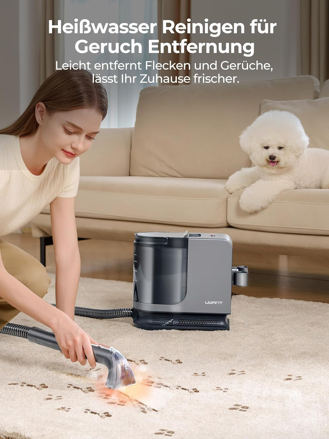 uwant polsterreiniger gerät Dampf- &amp; Heiztechnik 18000Pa starke Saugkraft geeignet für Teppich, Sofa