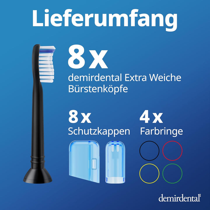 8er demirdental Ersatzbürsten passend für Philips Sonicare, Extra Soft Aufsätze & Aufsteckbürsten, e