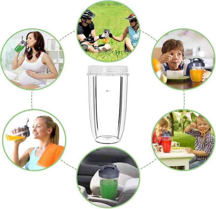 Entsafterbecher Kompatibel mit Nutribullet Mixer 600W/900W, 24oz Becher Ersatzteile für Hochgeschwin