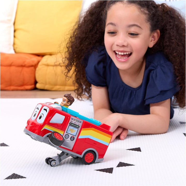Disney Junior Firebuds, BO and Flash Feuerwehrauto Spielzeugfahrzeug mit Rückzugfunktion und Wheelie
