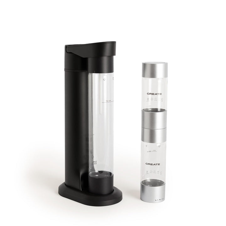 CREATE/SODA MAKER STUDIO/Wassersprudler 1L Schwarz + Doppelflasche 500ml + 350ml / Keine CO2-Flasche