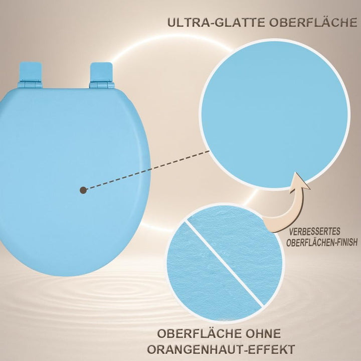 WC-Sitz Holzkern, Ｍatt – Soft-Touch & ultraglatt (ohne Orangenhaut), Absenkautomatik & Schnellversch