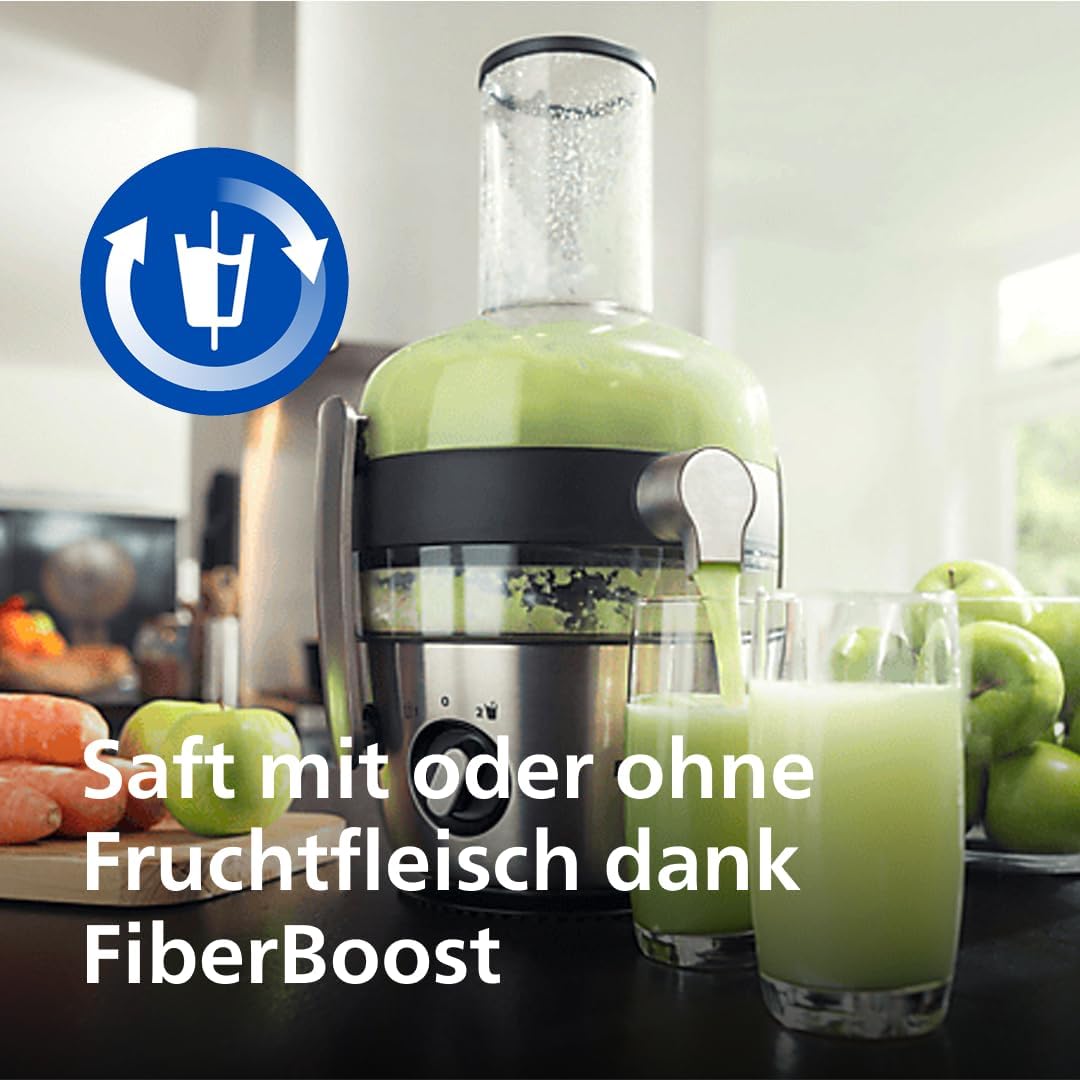 Philips Entsafter – 1100W, 2L, NutriU-Rezepte-App, XXL-Einfüllöffnung, QuickClean