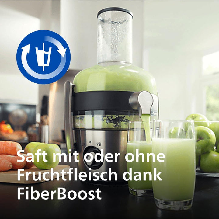 Philips Entsafter – 1100W, 2L, NutriU-Rezepte-App, XXL-Einfüllöffnung, QuickClean