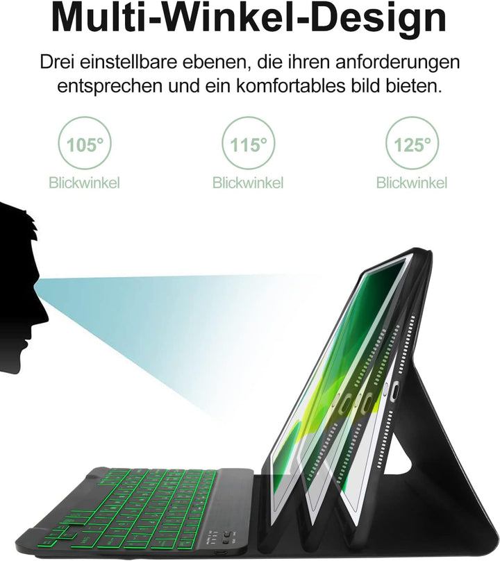 Tastatur Hülle für iPad Air 2019(3. Gen)，iPad 9.Gen,8.Gen, 7.Gen 2021/2020/2019 (10.2), iPad Pro 10,