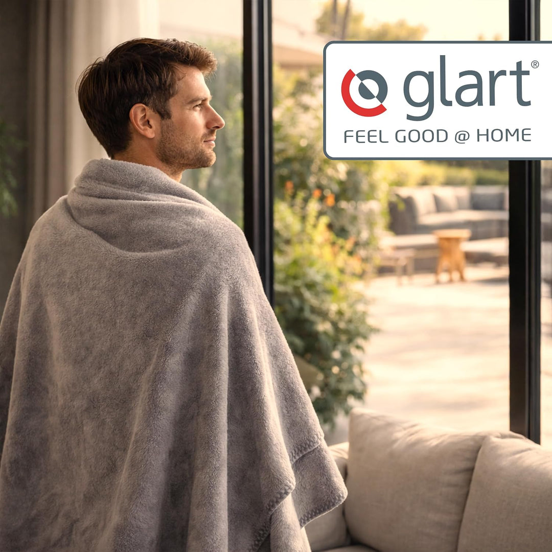 Glart U2GM Kuscheldecke 150x200 cm aus Baumwolle-Polyacryl-Mix für Sofa Kuscheldecke Grau Meliert, K