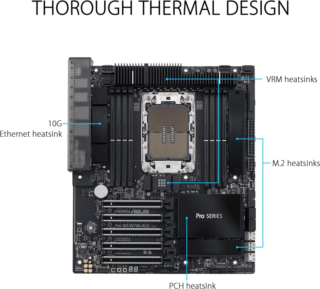 ASUS Pro WS W790-ACE Workstation Mainboard Sockel Intel LGA 4677 (CEB-Mainboard, PCIe 5.0, DDR5, USB