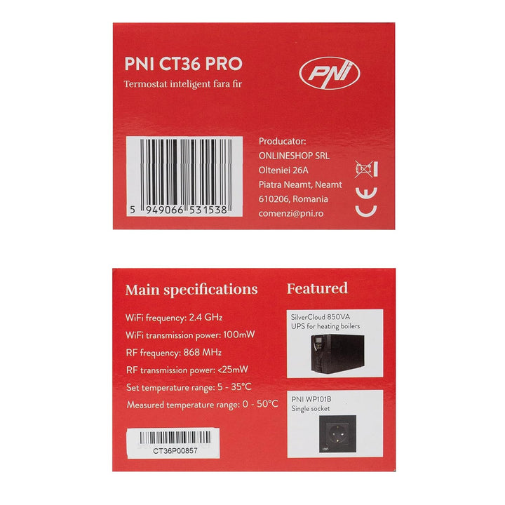 Smarter Thermostat PNI CT36 PRO kabellos, WLAN 2,4 GHz, TuyaSmart APP Internetsteuerung, Winter-Somm