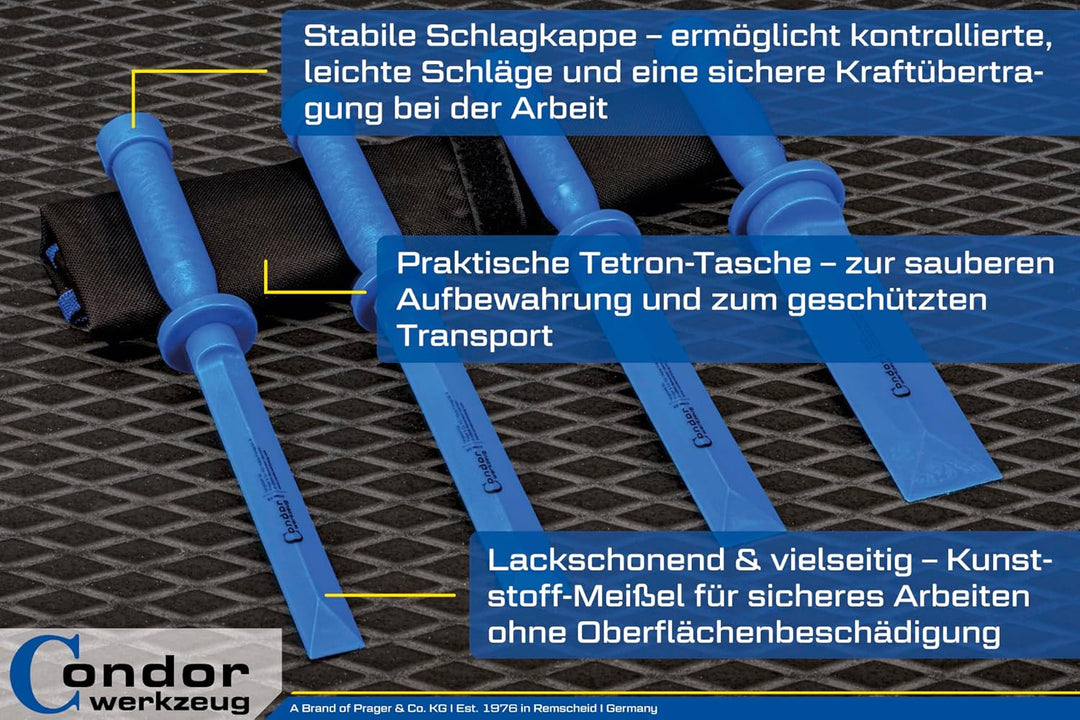 Condor Werkzeug 3706 | Kunststoff Schaber-Satz | 4-tlg. | Meissel Satz | Klebegewicht Entferner | Sc