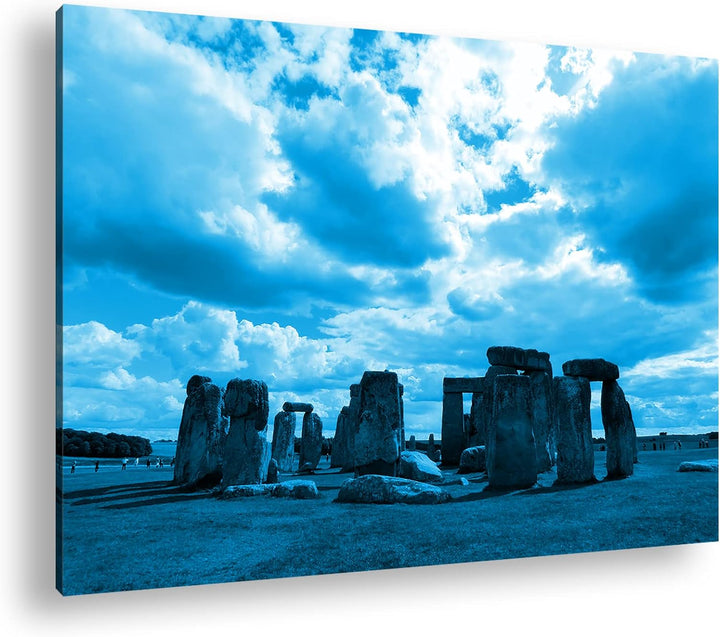 deyoli gigantische Stonehenge Felsformation in England Format 80x60 Effekt: Monocrome Blau als Leinw