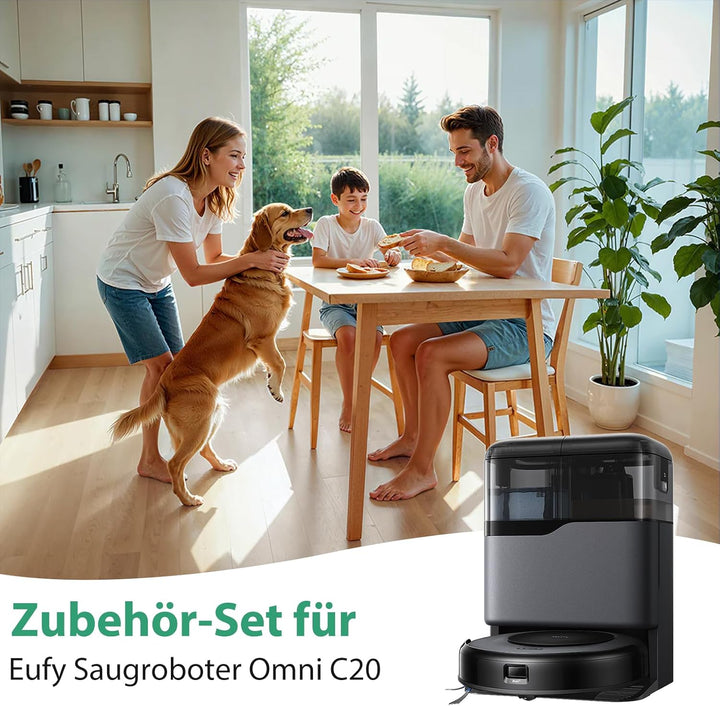 32 Stück Zubehör für Eufy Omni C20 Saugroboter, Ersatzteil set | 2 Hauptbürsten,4 Filter,6 Wischtüch