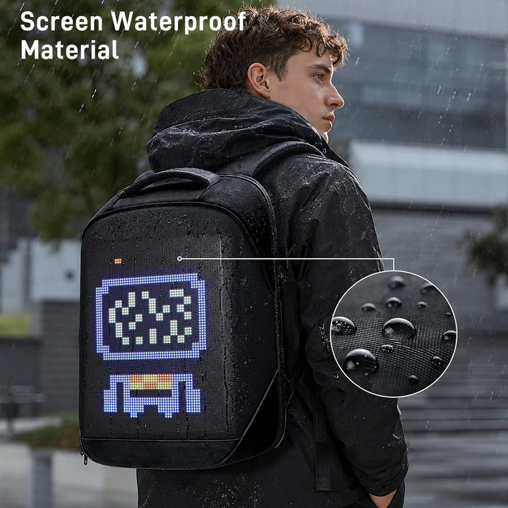 Gelrova LED Rucksack mit App-Steuerung, Dynamische LED Display, Laptop-Rucksack, Leicht & Langlebig,