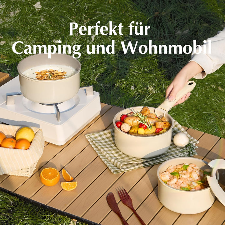 Redchef Töpfe Set mit Abnehmbaren Griffen, Antihaft Keramik Topfset 16/18/20cm und 3-IN-1 Verschluss