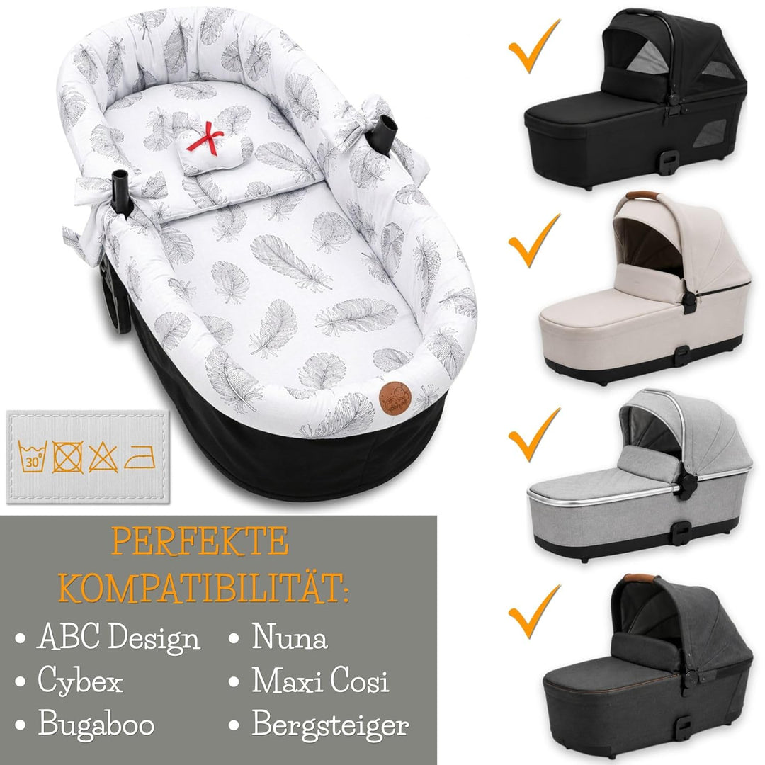 Stubenwagen Umrandung Musselin - Nestchen für Kinderwagen und Buggy Babybett Zubehör Babywanne und K