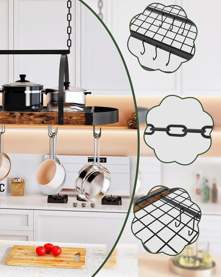 Küchenregal hängend, Küche Topfregal Deckenregal, Hängendes Küchenregal, Küchenutensilien-Organizer