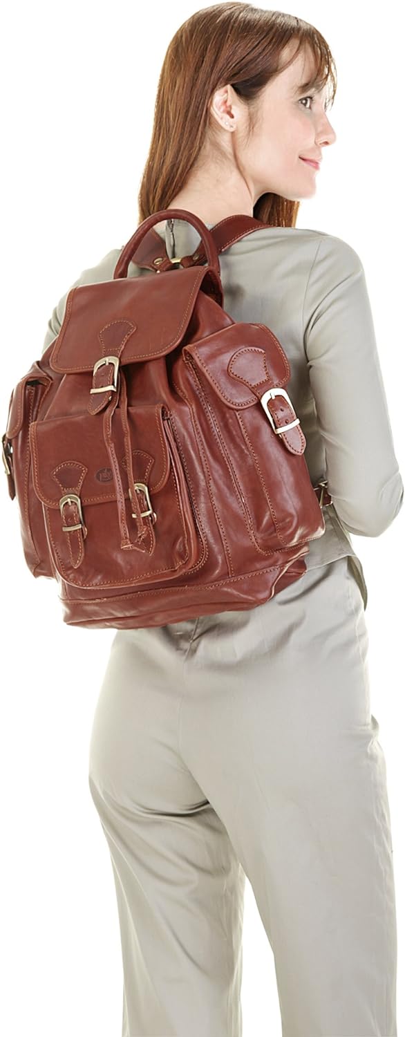 piké Rucksack ADONIA Echt Leder braun Herren, Damen - 003304
