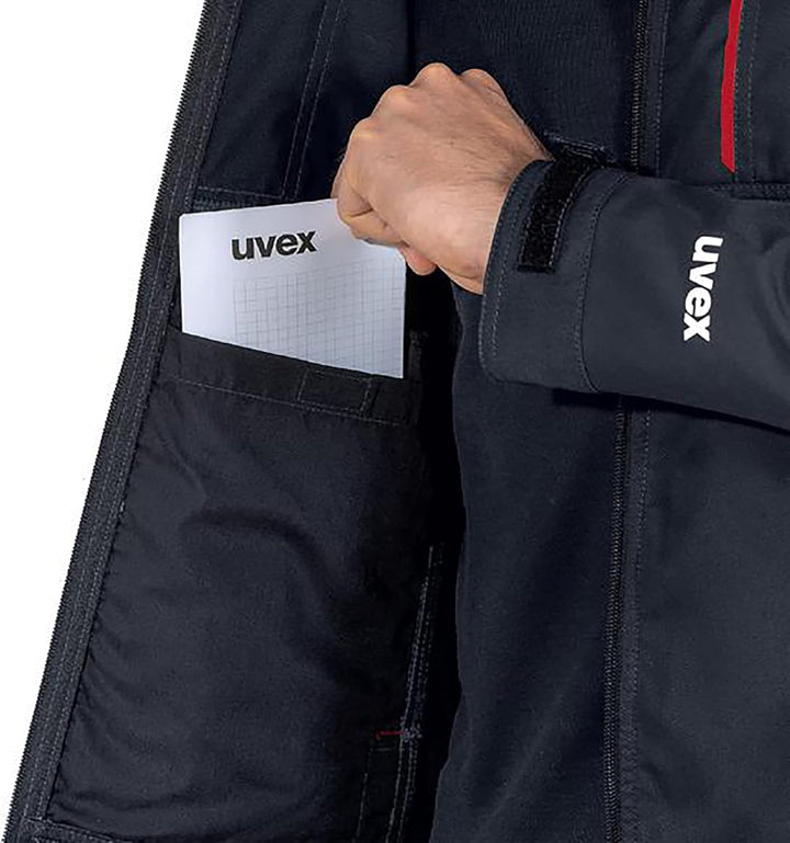 Uvex Tune-up Softshell-Arbeitsjacke für Herren - atmungsaktiv & wasserabweisend XXL Schwarz/Rot, XXL