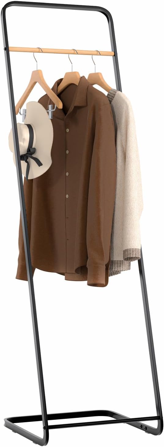 WOLTU Kleiderständer für Schlafzimmer Garderobenständer Metall Kleiderstange für Mäntel, Schwarz 40x