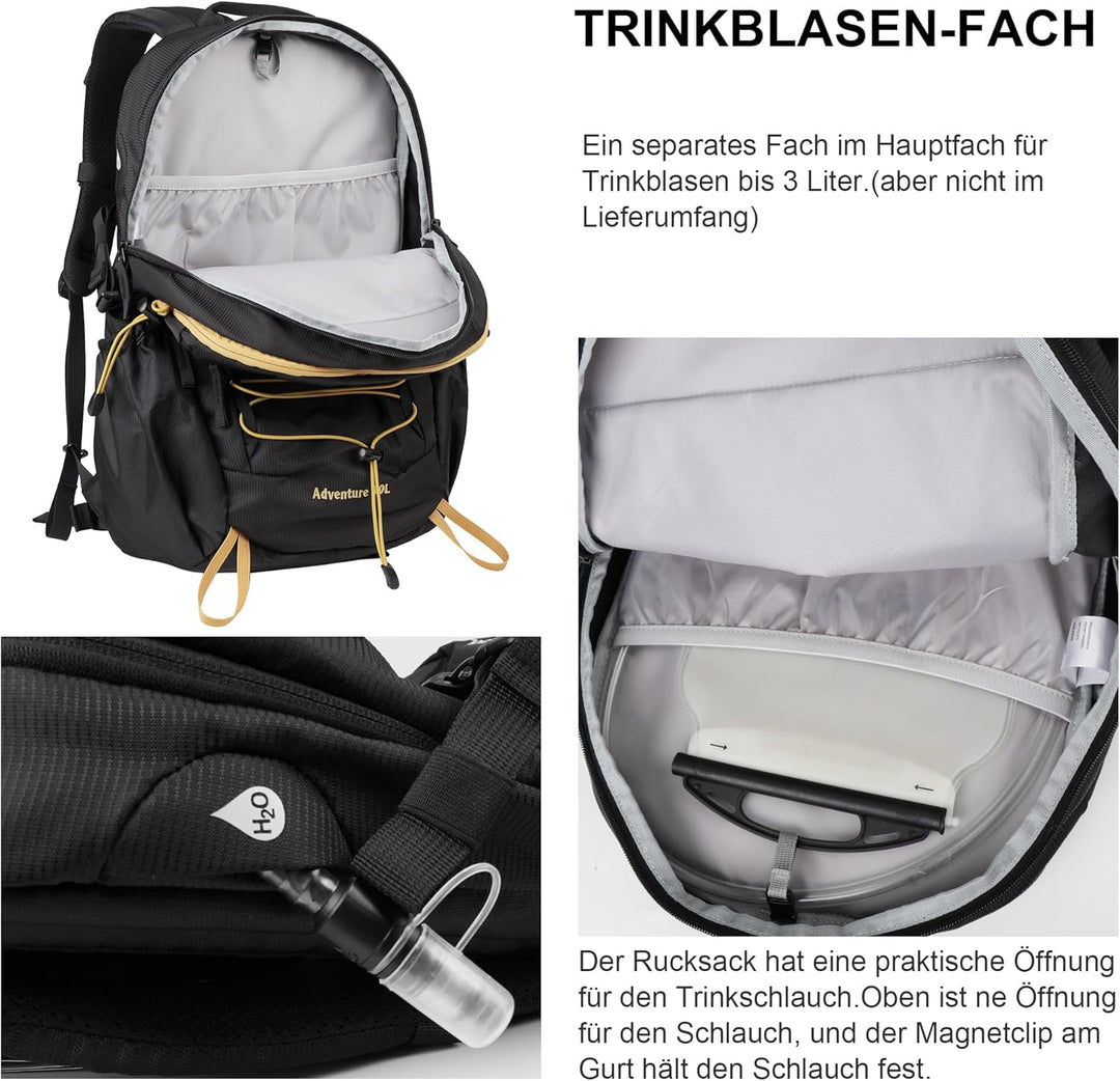 Mountaintop 25L/30L Wanderrucksack Daypack Damen Herren für Tageswanderungen, Outdoor, Radtouren 30L