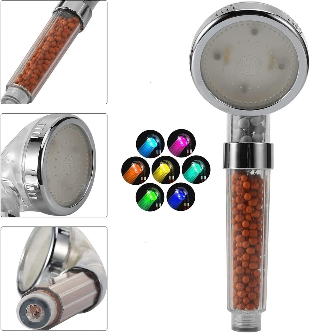 Led Duschkopf 7 Farben Licht Automatische, Druckerhöhend Wassersparender Handbrause Duschkopf mit Fa