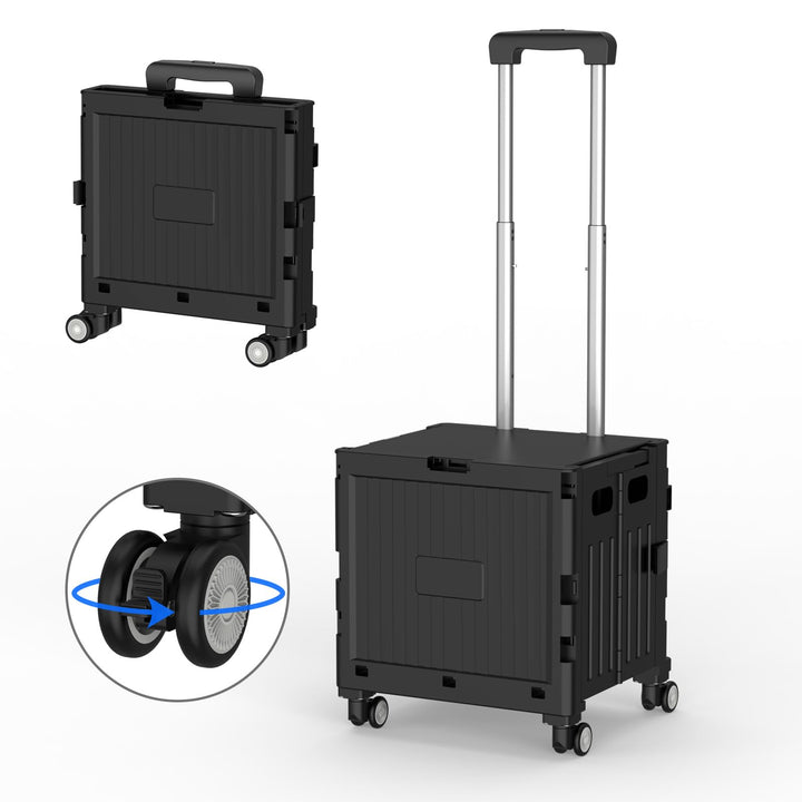Einkaufstrolley klappbar, Einkaufswagen bis 30 kg, Transportbox mit 4 Rollen, Shopping Trolley Verst