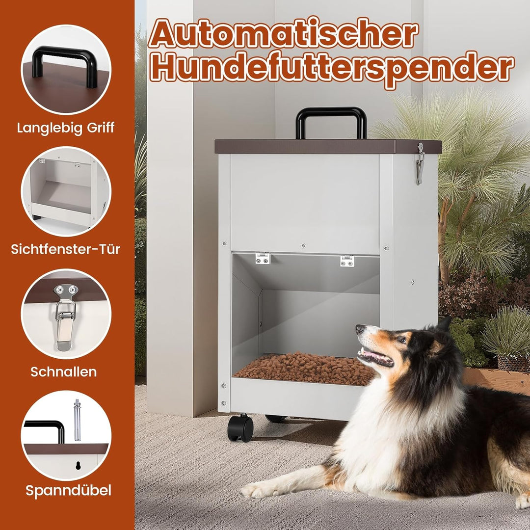 Galvanisierter Automatischer HundefüTterer GrossEr Rasse 30lbs Hundefutter-Spender Mit RäDern FüR Gr